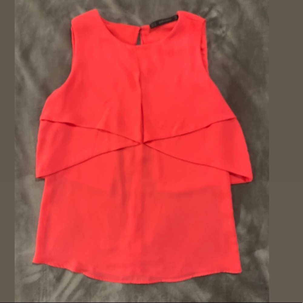 Zara basic sleeveless top chiffon pink/ salmon size XS